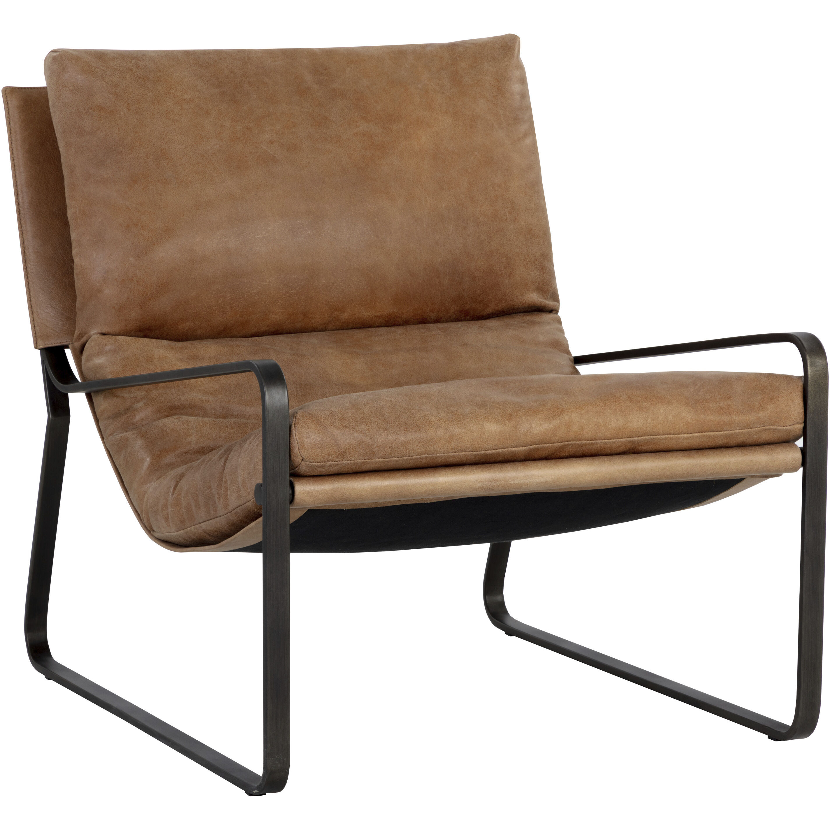 Zancor Gunmetal / Tan Leather Lounge Chair